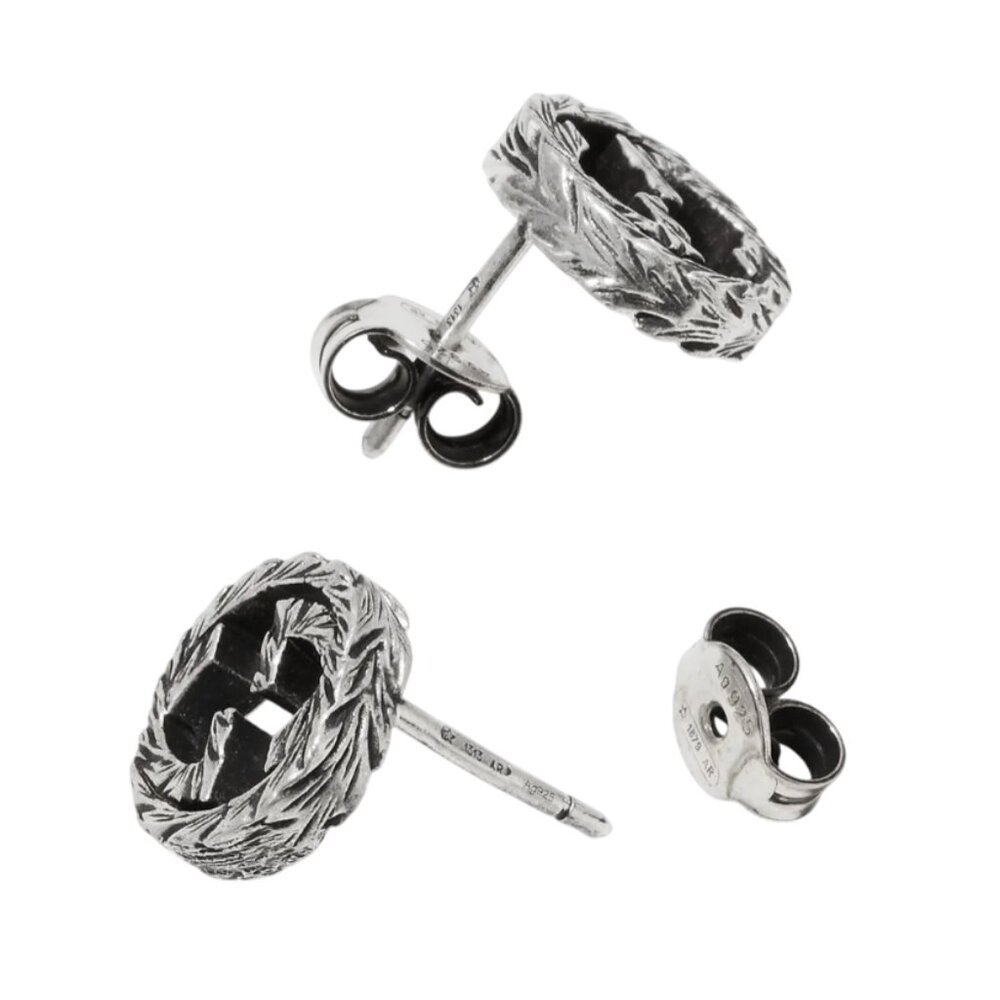 Gucci Interlocking G 10mm Stud Earrings in Aged Silver Womens Set Post Back GG - Picture 11 of 11